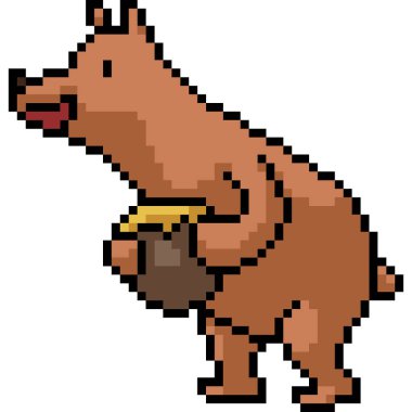 vektör pikseli ayı bal izole edilmiş çizgi film