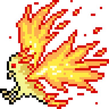 vektör piksel sanat ateşi kuş izole karikatür