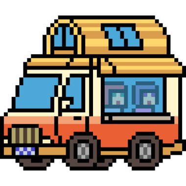 Vektör pikselli sanat evi kamyonu izole edildi