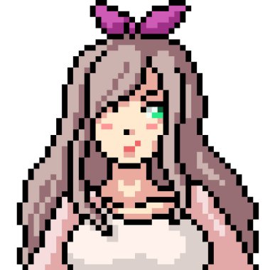 vektör piksel sanat anime kız izole cartoo