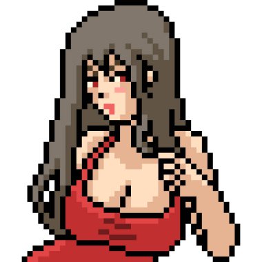 Vektör piksel sanatsal kadın seksi izole çizgi film