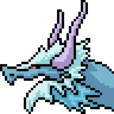 Vektör piksel sanat canavarı kafası izole edilmiş karikatür