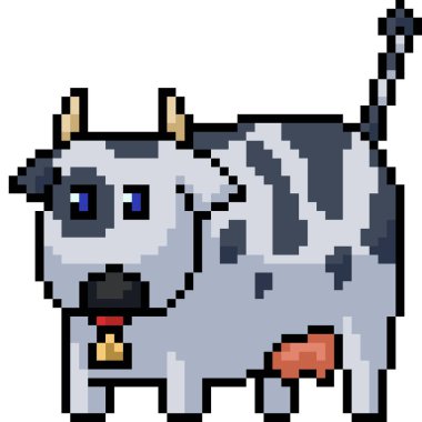 vektör piksel sanat ineği izole edilmiş çizgi film