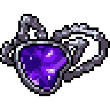 Vektör piksel sanat mücevher kolyesi izole edilmiş çizgi film