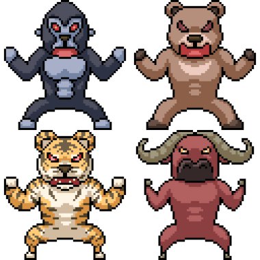 vektör piksel sanat vahşi hayvan izole seti