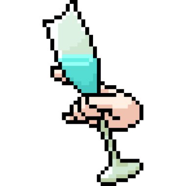 vektör pikseli, cam, izole çizgi film.