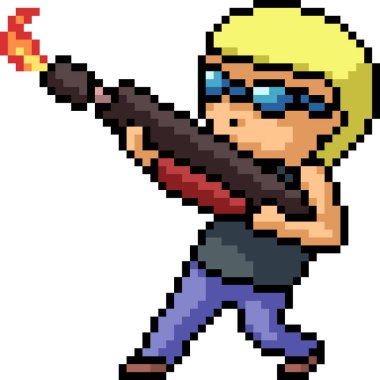 Vektör pikselli ateş çocuk karikatürü izole etti