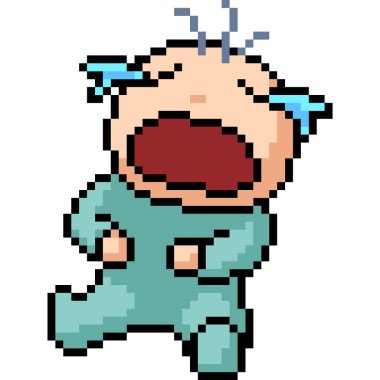 vektör piksel sanat ağlayan bebek arabası