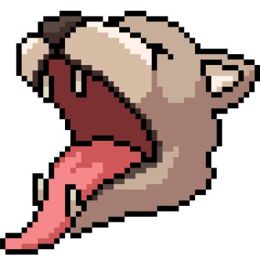 Vektör piksel sanat kedisi Esneme izole çizgi film