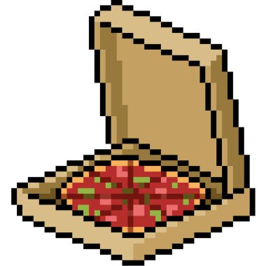 vektör pikselli pizza kutusu izole edilmiş.