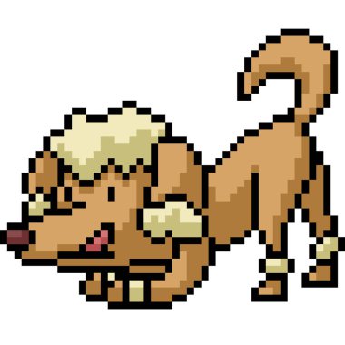 Vektör piksel sanat köpeği izole edilmiş çizgi filmi kokluyor