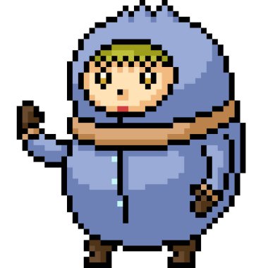 Vektör pikselli süveter çocuk karikatür izole