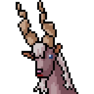 Vektör piksel sanat keçi kafası izole edilmiş çizgi film