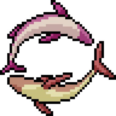 vektör piksel resim balığı izole edilmiş çizgi film