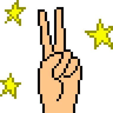 vektör piksel el işareti tezahüratı izole edildi