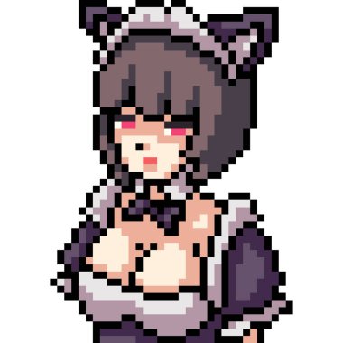 vektör piksel sanat anime kız izole cartoo