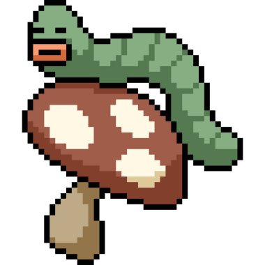 Vektör piksel mantar solucanı izole edilmiş karikatür.