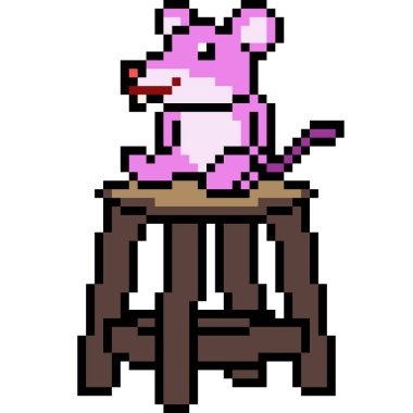 Sandalyede izole edilmiş karikatür üzerinde vektör pikseli fare