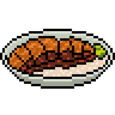 vektör piksel sanat yemeği Tonkatsu izole edildi