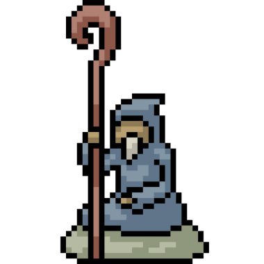 vektör piksel sanat sihirbazı izole edilmiş çizgi film