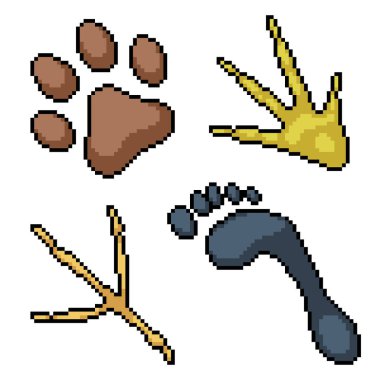 Çeşitli hayvan ayak izlerinin piksel sanatı