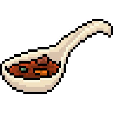 vektör piksel sanat kaşığı yemeği izole edilmiş çizgi film