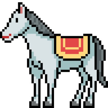 vektör piksel sanat beyaz at izole çizgi film