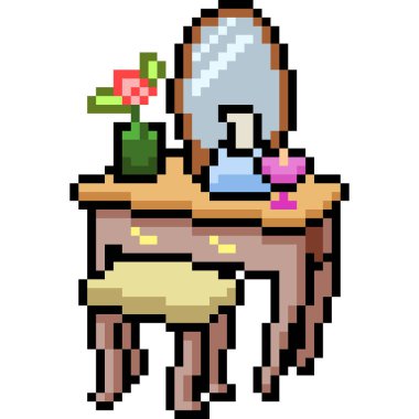 vektör piksel resim makyaj masası izole edilmiş çizgi film