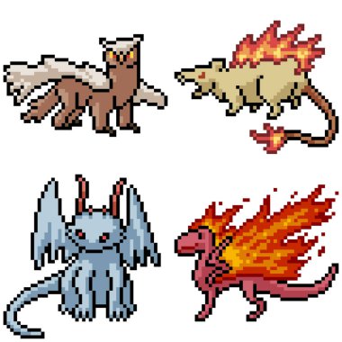 Piksel sanatı izole edilmiş fantezi canavarı