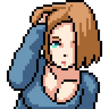 vektör piksel sanat anime kız izole cartoo