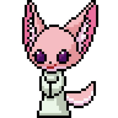 Vektör piksel sanat tilki kız izole cartoo