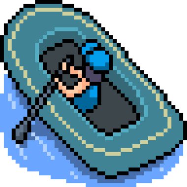 vektör pikseli sanatsal rafting izole çizgi film