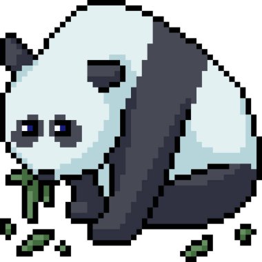 Vektör piksel sanat panda izole çizgi film