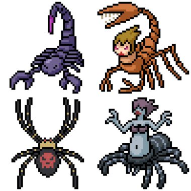 Piksel sanat, izole edilmiş böcek canavarı.