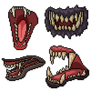 Piksel sanatı, izole edilmiş korku dişi.