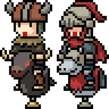 vektör piksel sanatı çocuklar izole çizgi film oynar