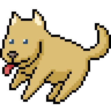 Vektör piksel sanat köpeği izole edilmiş çizgi film