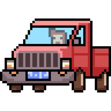 Vektör pikseli sanat kamyonu izole edilmiş karikatür alıyor