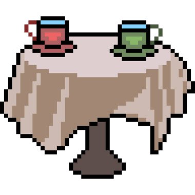 Vektör piksel tablo fincanı izole edilmiş çizgi film iç