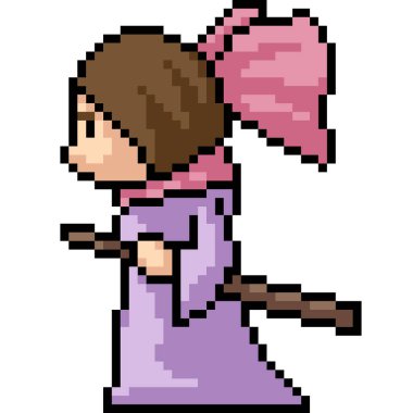 Vektör piksel sanat kılıç ustası çocuk karikatürü izole etti