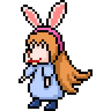 Vektör piksel resim tavşan kız karikatür izole