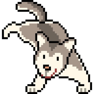 vektör pikseli yavru köpek oyunu izole edilmiş çizgi film