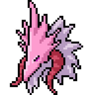 Vektör piksel sanat canavarı kafası izole edilmiş karikatür