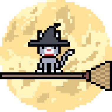 Vektör piksel sanat kedisi cadılar bayramı izole