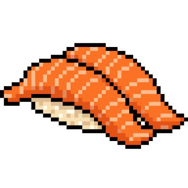 Vektör pikselli somon balığı izole edilmiş karikatür.