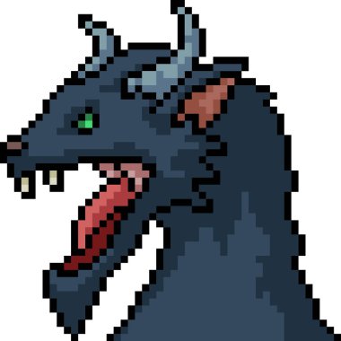 Vektör piksel sanat canavarı kafası izole edilmiş karikatür