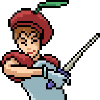 vektör piksel sanatı kılıç ustası izole çizgi film