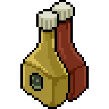 vektör piksel sanat sosu şişesi izole çizgi film