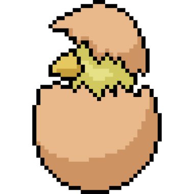 Vektör piksel sanat yumurta kapağı izole edilmiş çizgi film