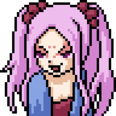 vektör piksel sanat anime kız izole çizgi film